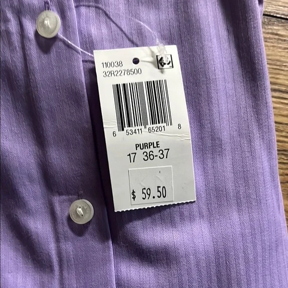 Kenneth Cole Reaction Purple Dress Shirt with Classic Spread Collar